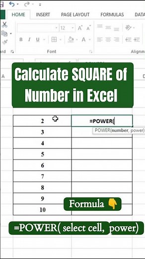 Calculate Square of a Number in Excel | Square Formula in Excel | Excel Tips & Tricks #Shorts