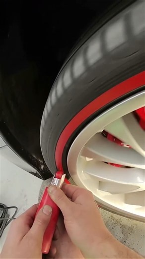 Tire Sidewall Painting | Perfect Red Stripe Wheel Customization