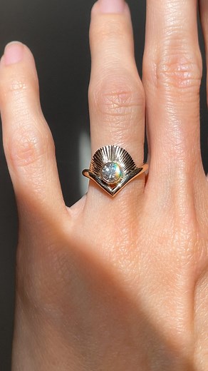 Kindred Lubeck ✦ Artifex Fine Jewelry on Instagram: "Hand fabricated start to finish using gold recycled in house and a repurposed diamond. I still dream about this little darlin ✨"