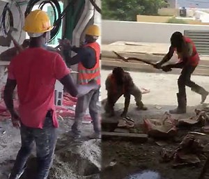How Is He Still Conscious? Construction Worker Gets His Head Cracked Open With A Shovel During A Dispute At A Job Site!