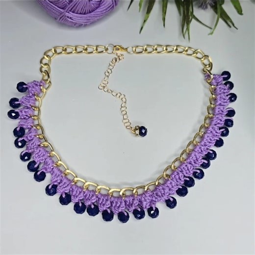 58K views · 1.1K reactions | Super easy and simple crochet necklace with crystals tutorial for beginners 殺❤️❤️ #Angel_crochet_the_best #crochet #explore #tutorial #accessories | Angel crochet | Facebook