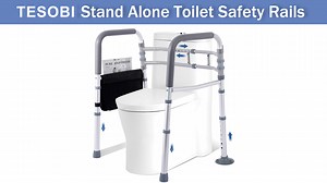 Width & Height Adjustable Toilet Safety Rail - Toilet Seat Risers for Seniors, Toilet Riser with Handles, Raised Toilet Seat with Handles - Toilet Safety Frame Fits Most Toilet (400LBS)