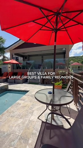 A tropical oasis decked out with pool, hot tub, movie theater, bar, & Bluetooth speakers is the perfect blend of VIP relaxation for large groups! . #montegobay #montegobayvillas #jamaicavillas #villasinjamaica