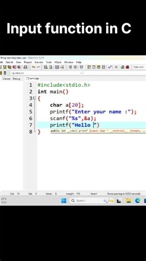 How to Take String Input in C using scanf() | User Name Input in C 🔥 #shorts #coding