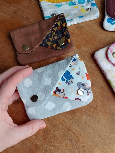 SACHI Origami Coin Purse in Upcycled Fabric - Double Pocket Card Holder - Small Minimalist Wallet, One-of-a-kind Piece - Lemon Moon - Etsy