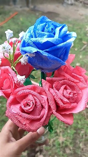 Aesthetic Blue Rose from tissue paper | Diy paper crafts #diy #craft #rose #short