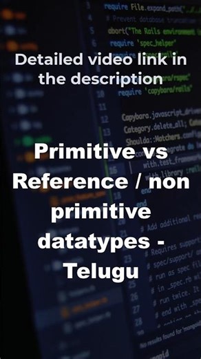 Primitive vs Non Primitive/Reference datatypesℹ️ Telugu #shortstelugu #javascripttelugu #ytshorts