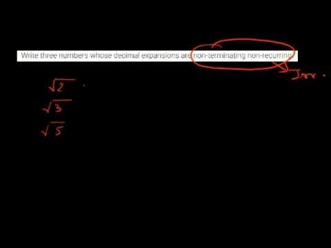 Write three numbers whose decimal expansions are non-terminating non-recurring.