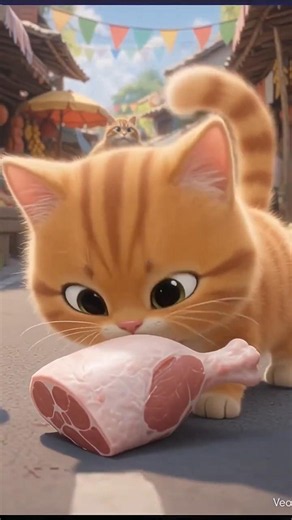 #pets Funny Cat Finds Lost Meat & Cooks It! 😂🐱 | Cute 4K Cartoon Story