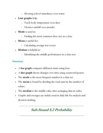 Grade 8 Rationalized Mathematics Strand 5 Data Handling and Probability Notes