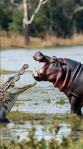 Crocodile vs Hippopotamus 🐊 vs 🦛