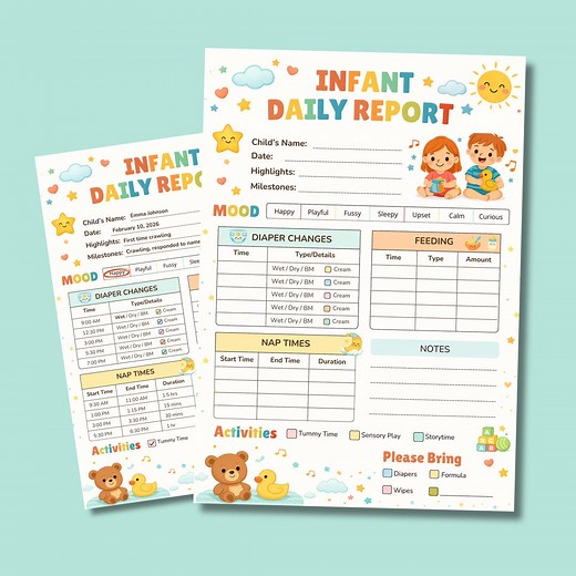 Infant Daily Report Template Editable Canva Daycare Baby Daily Sheet Printable Childcare Infant Report Form Digital Download - Etsy
