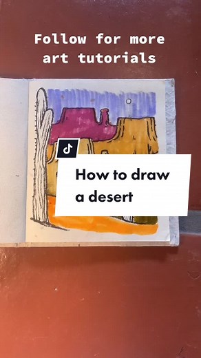 Long awaited : How to draw a Desert 🏜 #desert #cactus #easydrawingtips #anyonecandraw