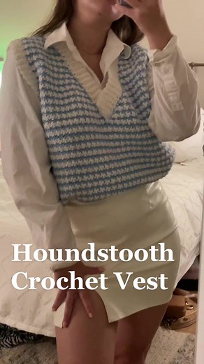 Crochet Houndstooth Sweater Vest Tutorial