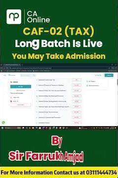 CAF 02 | Taxation Principles & Compliance | Long Batch Orientation | Sir Farrukh Amjad l #icap #ca