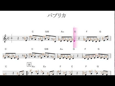 ＜NHK＞2020応援ソング「パプリカ」key=C／ドレミで歌う楽譜【コード付き】