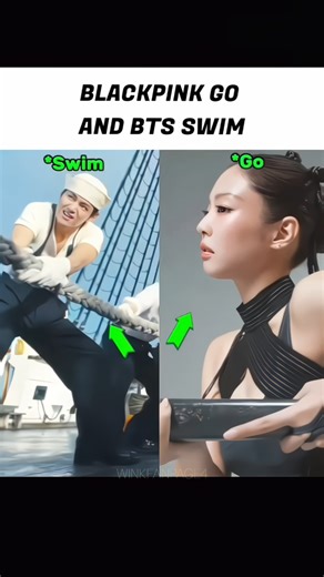 Bts swim and Blackpink go is so similar🌊 #blackpink #bts #v #jennie #lisa #jk #shorts #shortsfeed