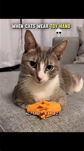 When cats wear toy hand 💀