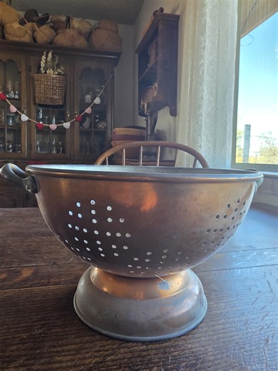 Vintage Copper Colander Kitchen Strainer With Brass Handles Farmhouse Country Antique Decor - Etsy