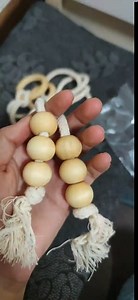 JELUTRIC Farmhouse Curtain Holdbacks, Curtain Tiebacks Handmade Boho Decorative with Tassel Ropes Curtain Ties, Wood Bead Curtain Pull Back Curtain Holders for Home Hotel Drapery 2 Pcs