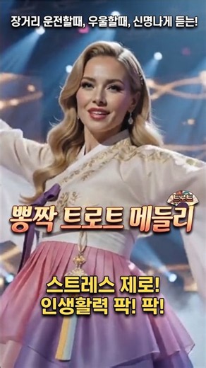 장거리 운전할때, 우울할때, 기분전한할때,신명나게 듣는 뽕짝 트로트 메들리 14곡-스트레스제로!,인생활력 팍팍!!