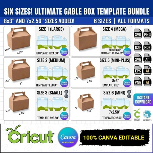 Gable Box Template Canva Editable Gable Box Template, Gable Box Svg, Party Favor Box, Gable Box Label Template Gift Box Svg, DIY Box - Etsy