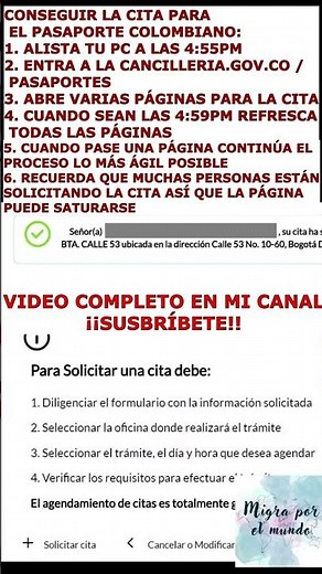 La mejor forma de agendar la cita del PASAPORTE COLOMBIANO #pasaporte #colombia #2024