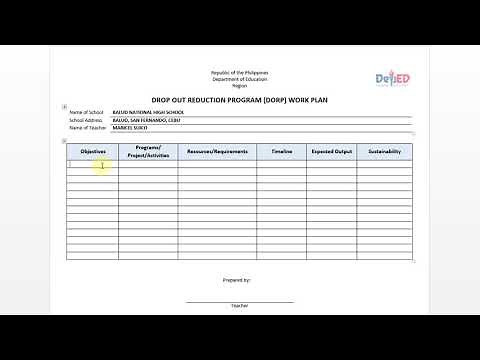 Dropout Reduction Program (DORP) Work Plan (FREE TEMPLATE)