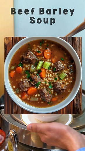 Beef Barley Soup 🥣 Cozy up with a bowl of this hearty Beef Barley Soup, rich, savory, and soul-warming! This is the kind of comfort food that makes chilly nights feel warm again. Ingredients: 1 tablespoon olive oil 1 onion, chopped 1 clove garlic, minced 2 carrots, sliced 1 rib celery, sliced 2 cups cooked beef, diced or shredded 6 cups reduced sodium beef broth 1 can (14.5 ounces) petite diced tomatoes with juices ½ green bell pepper, diced ⅔ cup pearl barley 1 tablespoon Worcestershire sauce 