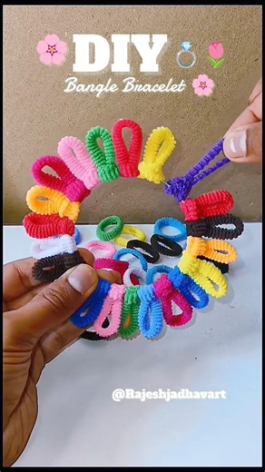 DIY Bangle Bracelet with Rubber Band Craft 🌸💍🥰✨#shots #cute #craft #easycraft #rubberband#handmade