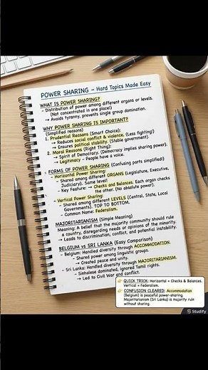 Power Sharing – Class 10 Civics Made EASY ⚡ | 1 Page Revision #studify