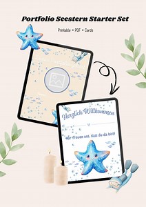 Portfolio Starter Set Seestern Motiv | Kita & Krippe Portfolio Vorlagen | Printable Willkommensmappe für Kinder | Unterwasser Design - Etsy.de
