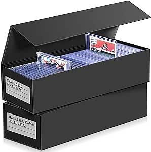 Homthy 2 Pack Trading Card Storage Box, Magnetic Closure Toploaders Card Storage Protectors Holding 1800+ Sleeved Cards Fit for MTG TCG and Sport Cards