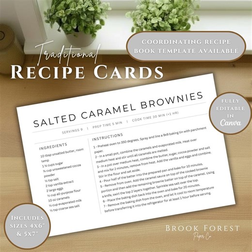 Editable Recipe Cards | Custom Canva Template | Printable & Digital Recipe Organizer | Instant Download - Etsy
