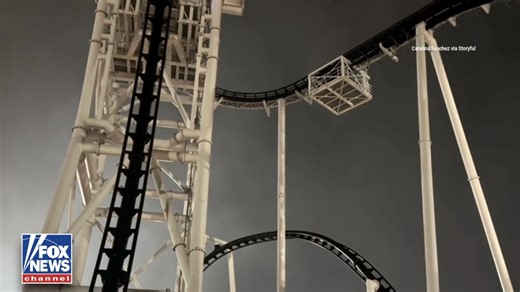 SCARY SIGHT: Two men were spotted holding on for dear life at the peak of a 130-foot drop after a roller coaster malfunctioned in Texas. The pair was suspended at a terrifying 90-degree angle facing straight toward the ground. A frantic relative called 911 as the riders hung there for nearly one hour before they were safely brought down. | Fox News