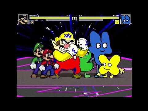 M.U.G.E.N: Four, X & Two (BFB/TPOT) VS. Mario, Luigi & Wario #supermario #bfdi #mugen
