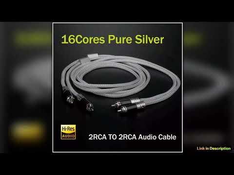 Pair pure sterling silver 2rca cable 16Cores RCA signal line Amplifier CD decoder nonmagnetic RCA