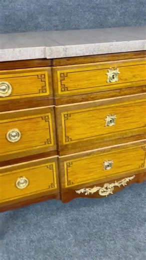 Antique Louis XV Style Marble Top Commode: Inlaid French Chest of Drawers - Etsy