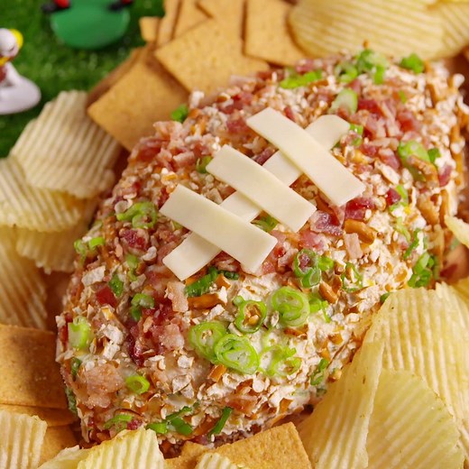 Your friends will tackle this Football Cheeseball in minutes. Full recipe: http://dlsh.it/jDVg9Mp | Delish