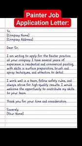 Painter Job Application Letter: #trendingreels #virals #application #Jobs | English Class
