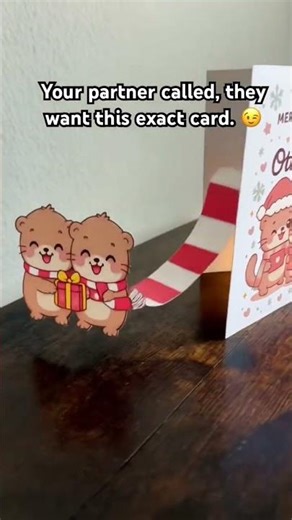 Forget flat cards! This folded card is the cutest way to wish your otter half Merry Christmas.