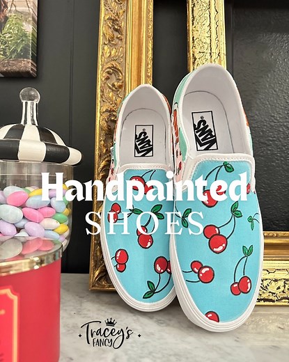 It’s chalk mineral paint! 👇🏻Because I know you’ll ask!💡A few more tips for painting shoes:🍓keep your layers thin and it will NOT crack🍒 draw with pencil first 🍉 use a Posca pen to outline 🍊 heat set by tossing in drier👟 seal with Easy Peasy spray wax (by Dixie Belle Paint) to protect. 📢 Learn more about painting on denim, shoes, canvas and even furniture with weekly inspiration and projects delivered for free to your email every Sunday! Just comment with the word LIST and I’ll message y
