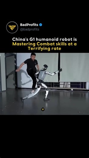 BadProfits on Instagram: "China's G1 humanoid just moved like it's starring in The Matrix 🤖 This thing has "anti-gravity mode" — AI-powered sensors and control systems that let it bounce back from hits, strikes, and full-on falls like nothing happened. Watch it absorb each impact and recover almost instantly. The speed, the smoothness, the balance... it's reaching levels of agility most humans can't touch. What was once robotic baby steps has evolved into straight-up combat reflexes. So here's 