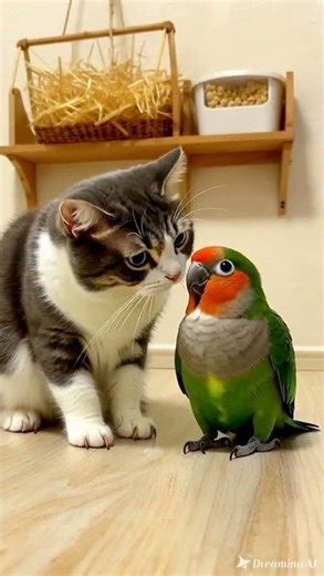 OMG! Kitten's Unexpected Best Friend - A Parrot! 🦜👶