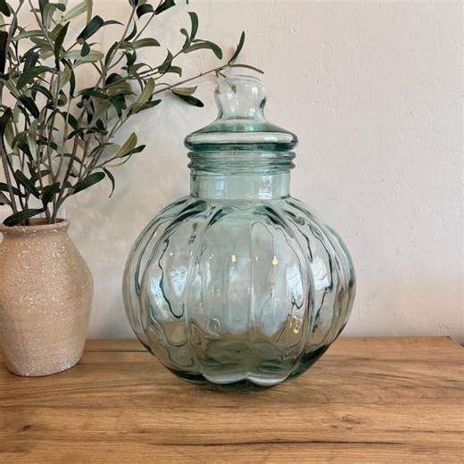 Large Glass Apothecary Jar | Hand Blown Spanish Glass | Extra Large Lidded Storage Jar | Clear Decorative Canister - Etsy