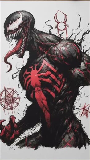 WE ARE VENOM. 🕸️🩸 Unleashing the symbiote with a dark twist. #Venom #MarvelArt #Symbiote #Drawing