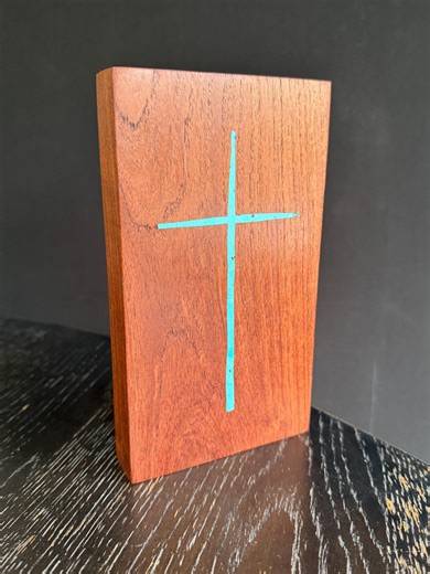 7" X 4" Table Cross With Turquoise Inlay Block - Etsy