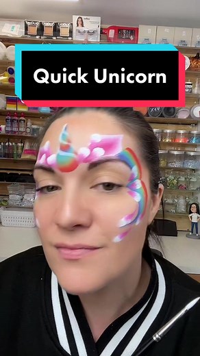 Quick unicorn design which is mega popular at events #facepainting #facepainter #facepaint #facepaintersoftiktok #fastfacepaint #unicorn #unicornfacepaint