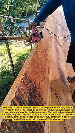 Satisfying Wood Planing Process | Powerful Handheld Electric Planer at Work
