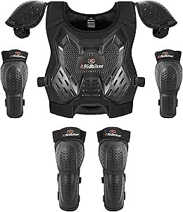 Kids Dirt Bike Gear Armor Vest Suit, Motorcycle Chest Protector with Knee Elbow Pads, Youth Riding Protective Gear for Motocross Cycling Skating Ski Off-Road